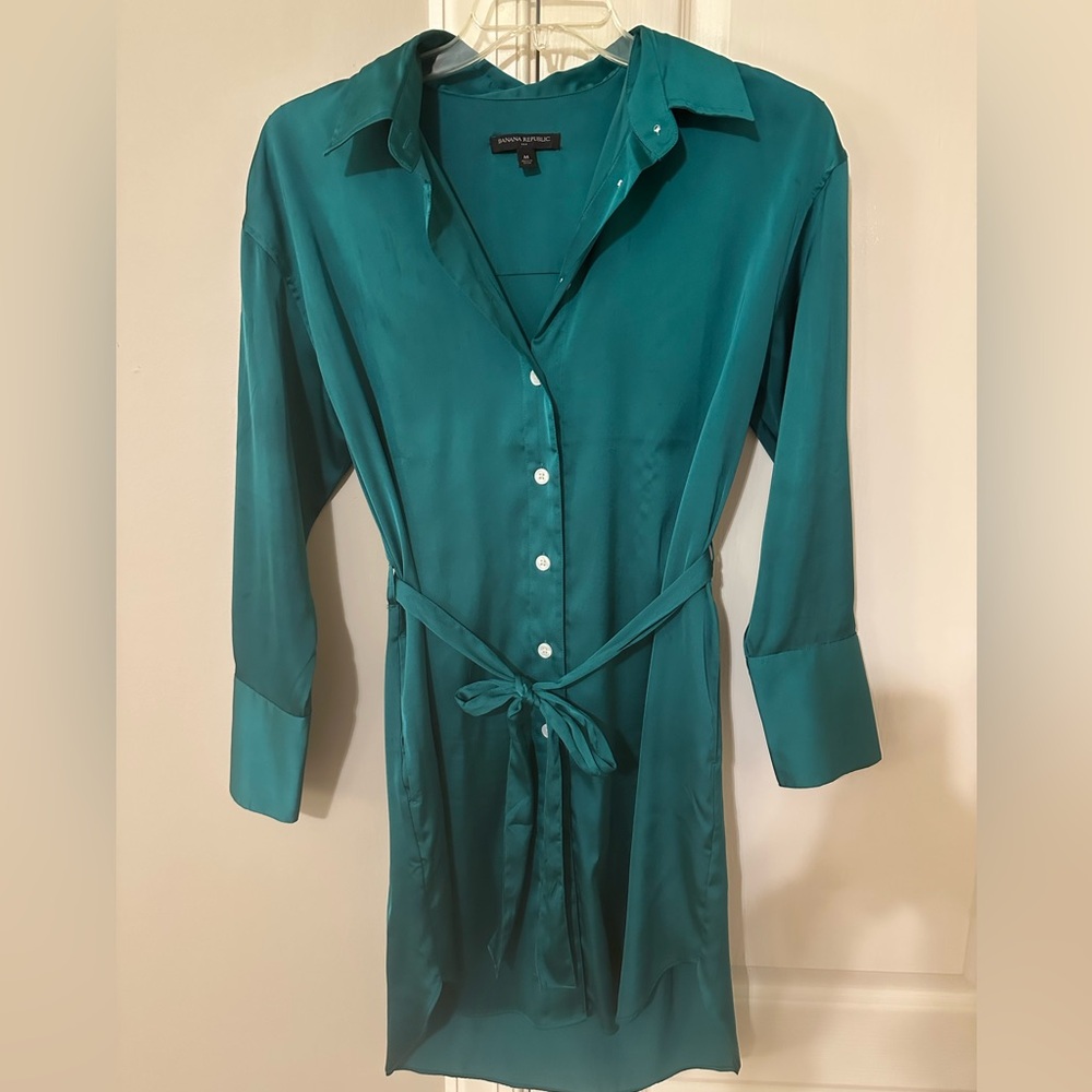 Banana Republic Teal Long Sleeve Dress